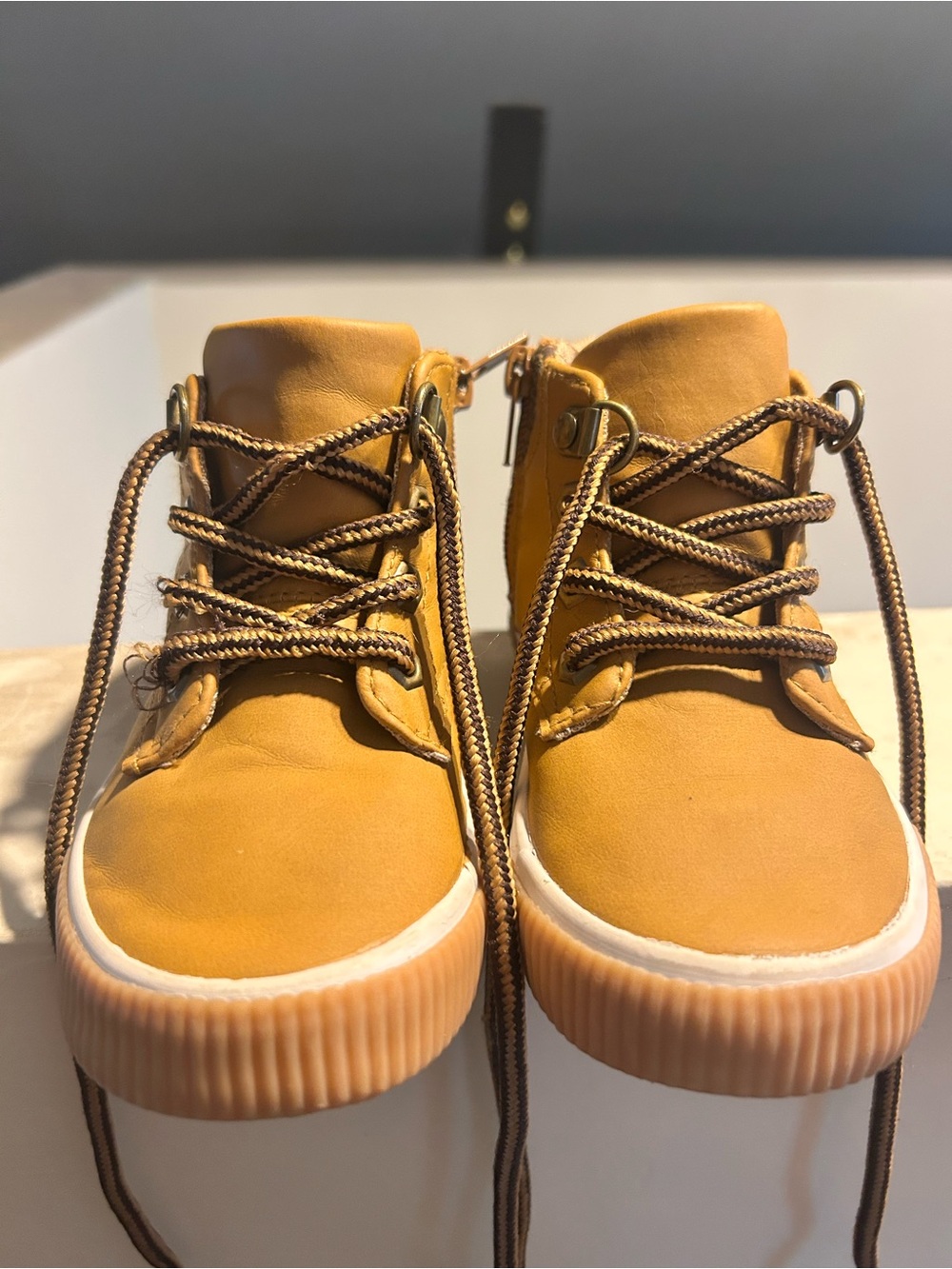 Kids Tan High-Top Sneakers - Stylish Everyday Shoe